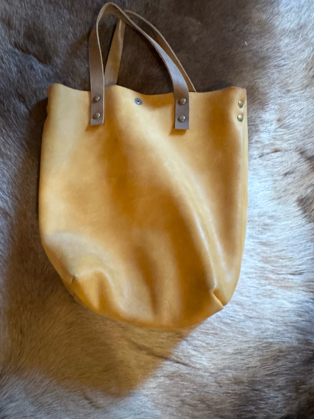 Everyday Leather Mini Tote in Mustard Yellow